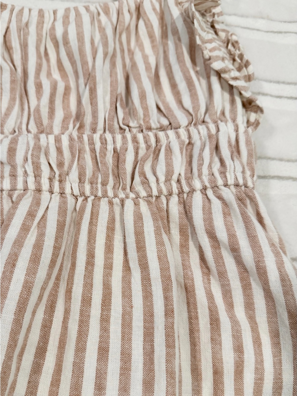 Abercrombie & Fitch Beige and White Striped Ruffle Tank - Picture 2 of 3
